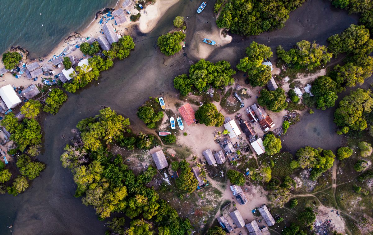 Aerial tropical coastline